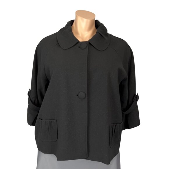 Dialogue Womens Plus Black Swing Jacket Glittery Button Front Pockeys size 2X - Picture 1 of 14